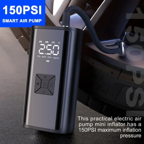 Мощен 12V дигитален компресор с LED светлина PR-1170-323 – 170 PSI, бързо надуване, мониторинг на налягането, подходящ за автомобил, мотор, колело, топки и легла