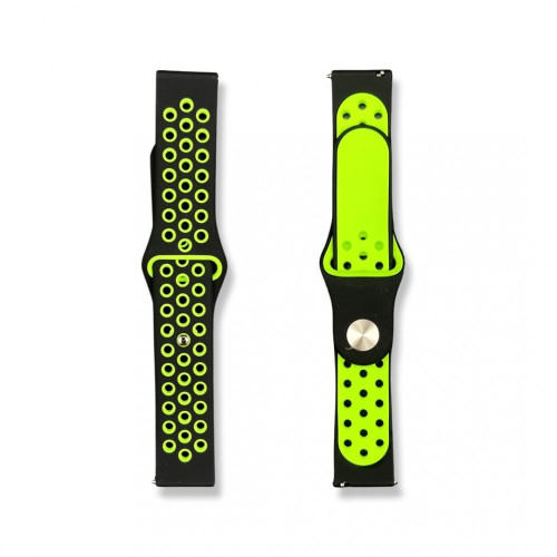 Силиконова Apple Watch каишка iWatch 45mm - Черен с зелени дупки