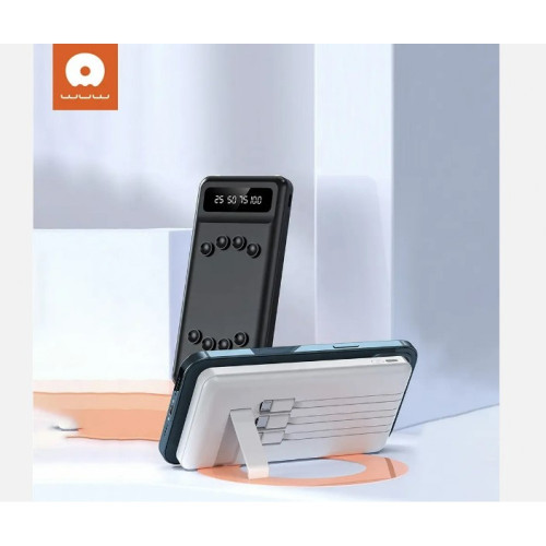 WUW U44 2A POWER BANK С ВГРАДЕНИ КАБЕЛИ - 20,000 mAh - Бял