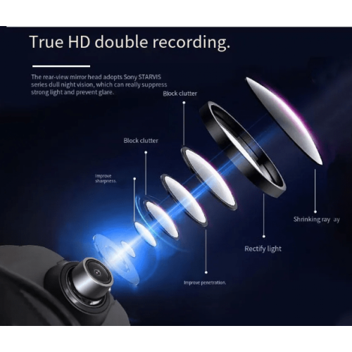 H740 ВИДЕОРЕГИСТРАТОР с ОГЛЕДАЛО FULL-HD 1080P + ЗАДНА КАМЕРА 9.66"