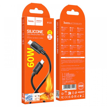 HOCO кабел X122 60W Type-C към Type-C (1M) - Черен HOCO кабел X122 60W Type-C към Type-C (1M) - Черен