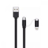 Кабел LDNIO LC84 2в1 2.1A Micro USB + Lightning - Черен