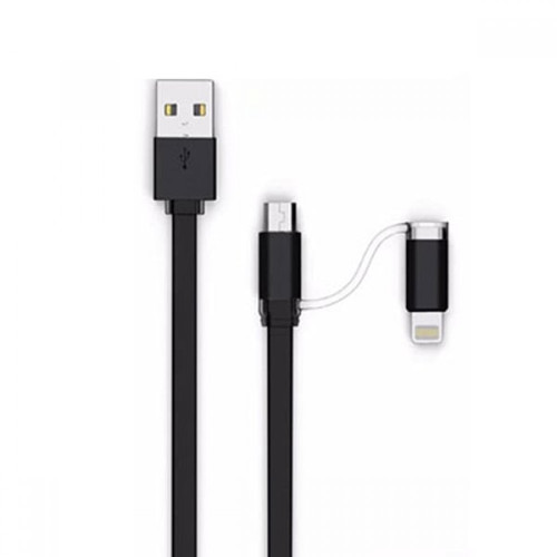 Кабел LDNIO LC84 2в1 2.1A Micro USB + Lightning - Черен