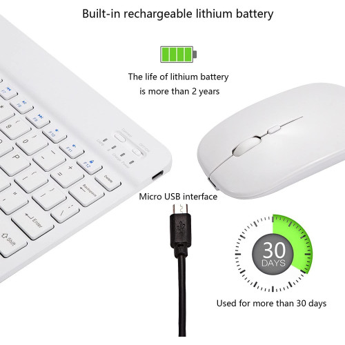 Комплект Bluetooth безжична клавиатура с мишка YL-01 - Бял Комплект Bluetooth безжична клавиатура с мишка YL-01 - Бял