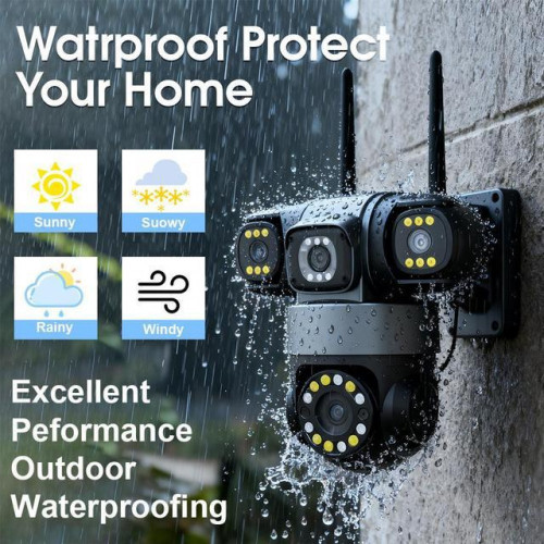 IP Камера HY-Q83R12A Wifi 6MP 1080P с 3 обектива ( APP:YOOSEE Ai ) HD 360 градуса с микрофон и високоговорител и LED светлина