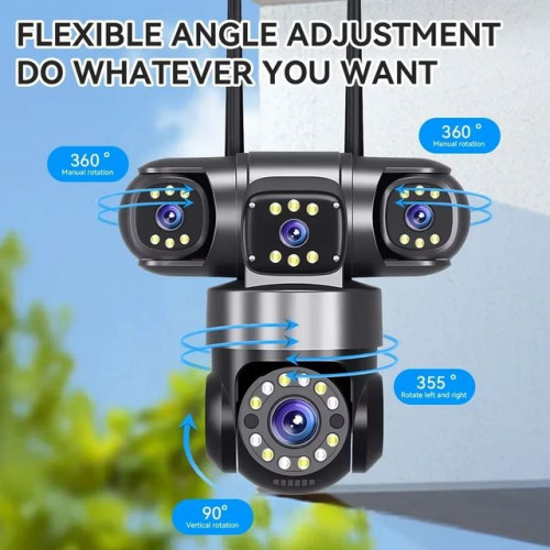 IP Камера HY-Q83R12A Wifi 6MP 1080P с 3 обектива ( APP:YOOSEE Ai ) HD 360 градуса с микрофон и високоговорител и LED светлина