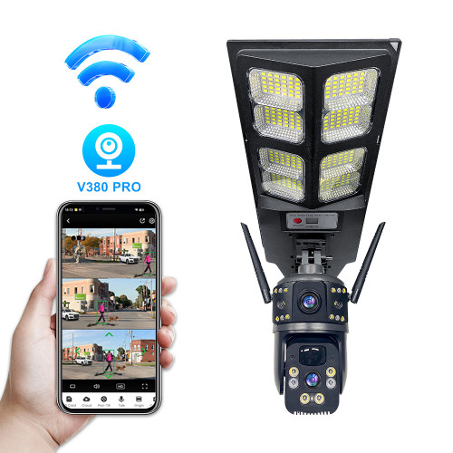 IP Солaрна Камера +LED лампа LD-004-W-H WIFI 6MP 1080P ( APP:V380PRO ) HD 360 градуса с микрофон и високоговорител и LED светлина