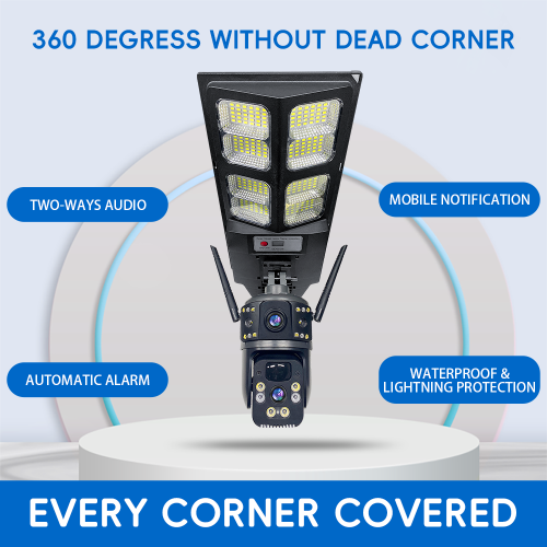 IP Солaрна Камера +LED лампа LD-004-W-H WIFI 6MP 1080P ( APP:V380PRO ) HD 360 градуса с микрофон и високоговорител и LED светлина