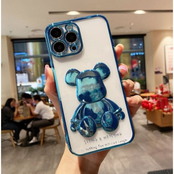 3D Кейс с фигура мечка TP-5 за iPhone 12 - Син