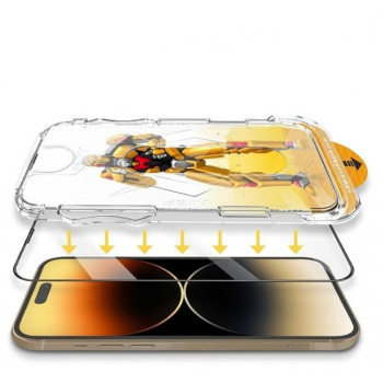 ESD стъклен протектор с рамка лесен за поставяне iPhone 16 Pro Max