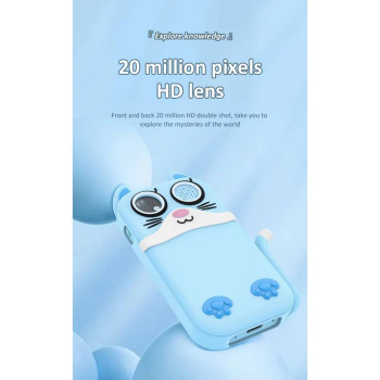 S6 Дигитална Камера 2.0mp За Деца Със Силиконов Калъф - Син