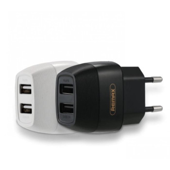 220V Адаптер REMAX 2 USB за телефони с 2 изхода - Черен