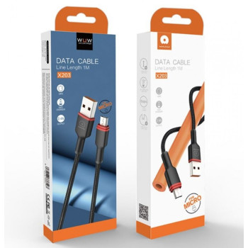 WUW X203 Плетен кабел за Зареждане 2.4A 1M - USB към TYPE-C