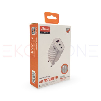 ALLISON ALS-W1052UE PD40W Зарядно с 1 USB-C изх. И 2 USBQC3.0 изх. - USB към Type-C