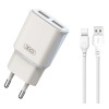 XO L92C EU Dual 2.4A зарядно устройство с Type-C кабел