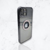 Безцветен кейс+камера DM1 с камъни за iPhone 14 Plus - Черен