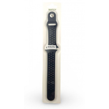 Силиконова Apple Watch каишка iWatch 49mm - Черен - Черни дупки