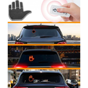 BQ01 Автомобилен аксесоар Пътен знак с LED и дистанционно управление за задно виждане с ярък/блестящ визуален ефект, Размер 15 см, Черен