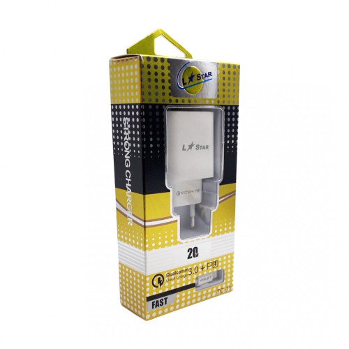 PD20W L✮Star 2в1 TC-11 FAST 2изх. USB-C+QC3.0 Type-C към Lightning