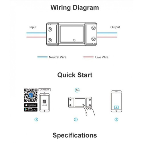 SONOFF BASIC R2 DIY Безжичен Интелигентен Превключвател Управление за едно устройств0 10A