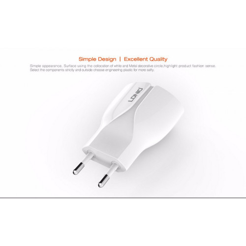 220V Зарядно LDNIO A2271 2.1A 2 USB PORT MICRO USB