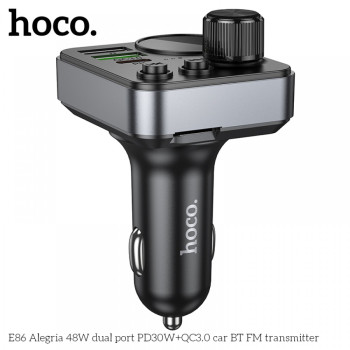 HOCO E86 FM 48W. модулатор трансмитер (2 USB изхода + 1USB-C, microSD, Bluetooth) HOCO E86 FM 48W. модулатор трансмитер (2 USB изхода + 1USB-C, microSD, Bluetooth)