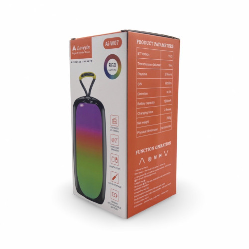 Ai-W07 Цветен LED RGB Bluetooth преносим високоговорител - Син