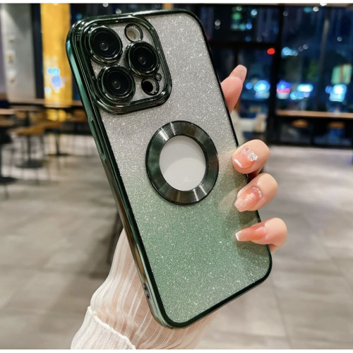 Луксозен лъскав кейс с брукат TP-24 за iPhone 14 Pro - Зелен