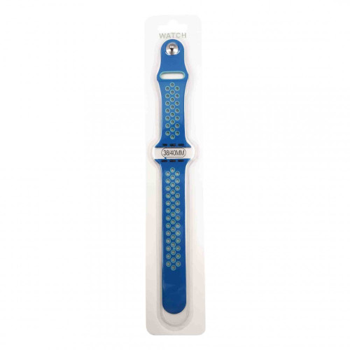 Силиконова Apple Watch каишка iWatch 38/40mm - Син - Светло сини дупки