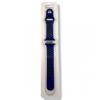 Силиконова Apple Watch каишка iWatch 49mm - Тъмно син - Черни дупки