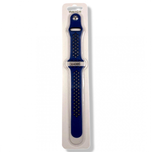 Силиконова Apple Watch каишка iWatch 38/40mm - Тъмно син - Черни дупки