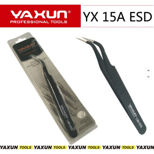 YAXUN 15ESD – Антистатична пинсета с извит връх – прецизна