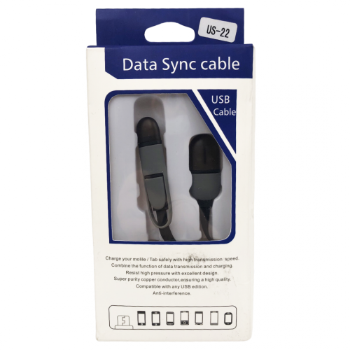USB Кабел US-22 2 в 1 Lightning + Micro USB
