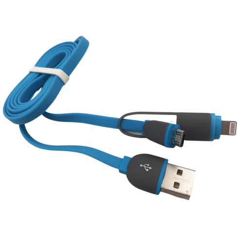 USB Кабел US-22 2 в 1 Lightning + Micro USB