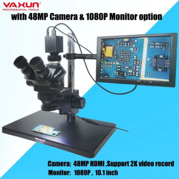 YAXUN YX-AK39++ Тринокулярен стерео микроскоп с камера и монитор 7X-50X PCB SMD
