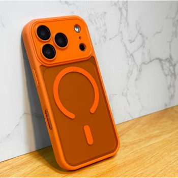Луксозен кейс+MagsafeTP-27 +камера за iPhone 17 - Оранжев