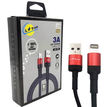 Плетен кабел LS-72 L✮Star за USB към Lightning - Червен