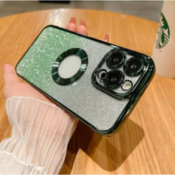Луксозен лъскав кейс с брукат TP-24 за iPhone 16 Pro - Зелен Луксозен лъскав кейс с брукат TP-24 за iPhone 16 Pro - Зелен