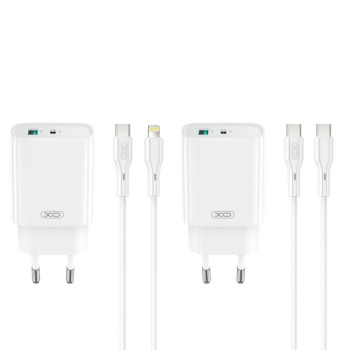 XO-CE30 30W Бързо Зарядно USB-C+USB с кабел Type-C към Lightning