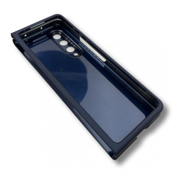 PVC Цветен кейс за Samsung Z Fold 3 от 2 части - Тъмно Син