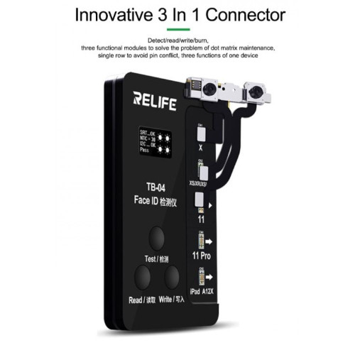 TB-04 Откриване/Четене/Записване Интегриран RELIFE 3 в 1 FACE ID детектор за iPhone X-11 Pro Max Dot Matrix Facial Repair Tool
