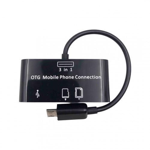 Четец + HUB Разклонител Микро USB към SD, micro SD и USB OTG - SG-007