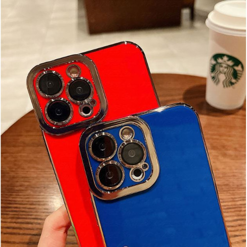 Луксозен силиконов кейс+камера TP25 iPhone 7G/8G/SE2/SE3 - Син