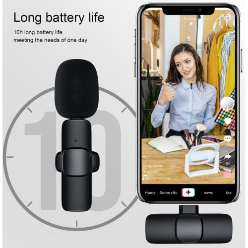 K9 Двоен (Lightning) безжичен микрофон за всички iPhone, iPad, Mac Lightning устройства за запис|Plug and Play