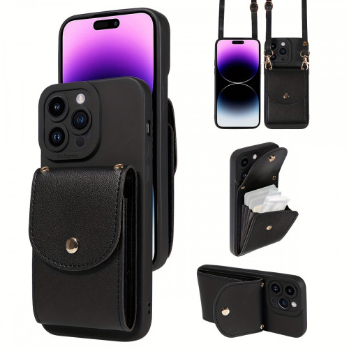 TP-110 Луксозен Кейс за Samsung S24 с връзка и портфейл - Черен