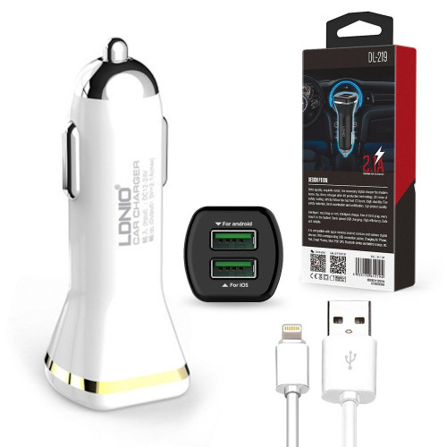 12V Зарядно LDNIO DL-219 2 PORT USB 2.1A Lightning