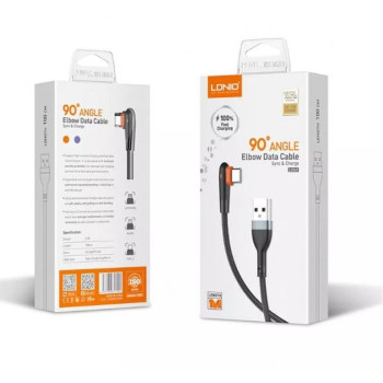LDNIO Кабел LS561 2.4A 90 градусов Fast USB към Lightning