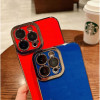 Луксозен силиконов кейс+камера TP25 iPhone 13 - Син