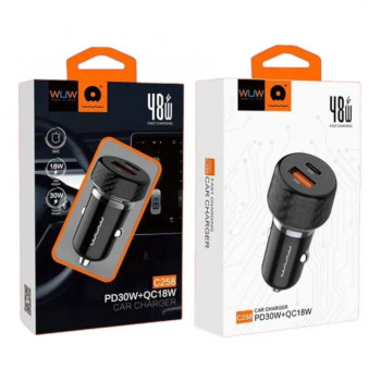 WUW C258 12V Адаптер кола 48W двоен изход USB и USB-C