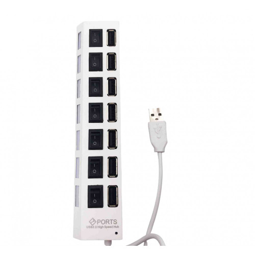 HUB Разклонител 500 USB към USB 7 порта 7 PORTS - Бял